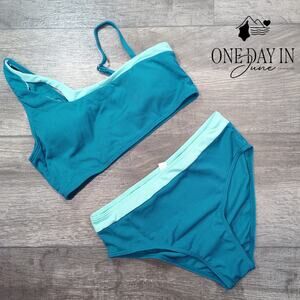 Aleumdr Ribbed One Shoulder Bikini Swimsuit Size 13-14Y